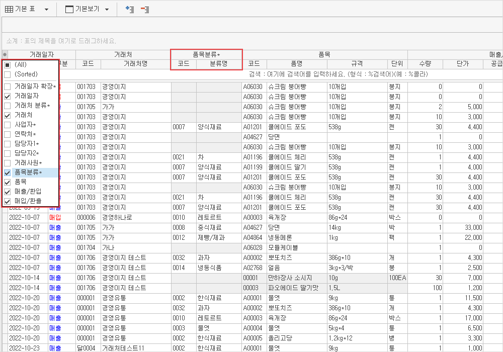 표 항목 설명 메인 이미지